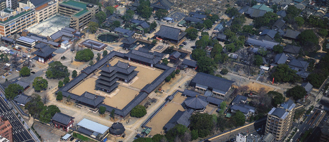 現在の四天王寺境内 空撮