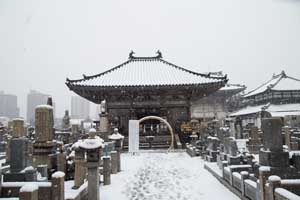 雪の境内智慧の輪